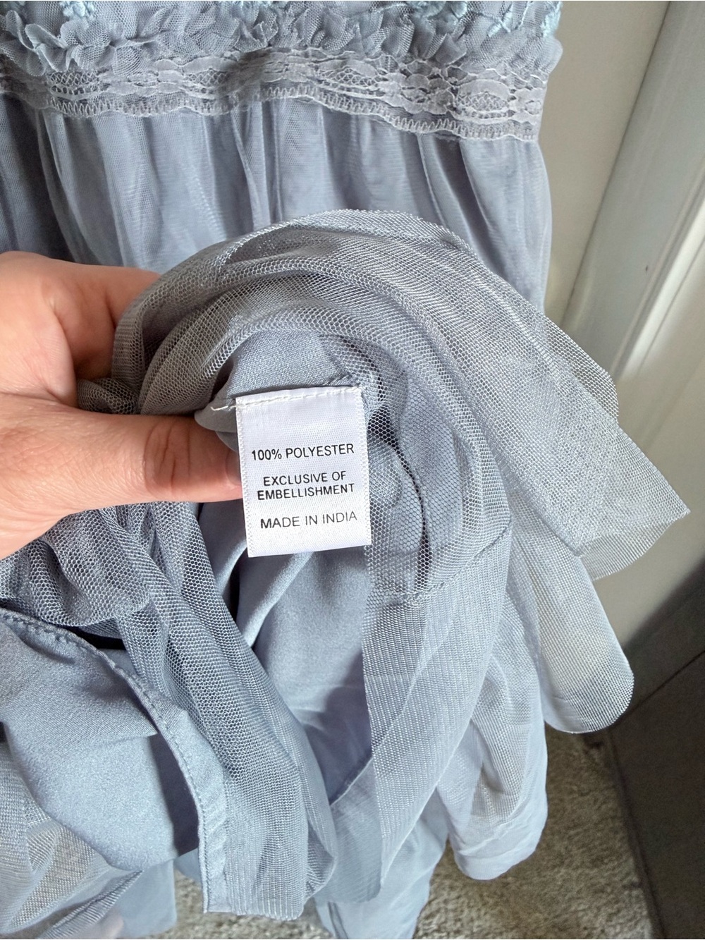 JessaKae Harper Slate Blue floral Embroidered Tiered Tulle Dress, like new 2x - Picture 7 of 14